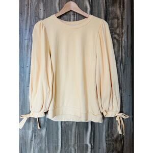 Nation Ltd Los Angeles Butter Yellow Sweatshirt Size M Pleated Bell‎ Tie Sleeves